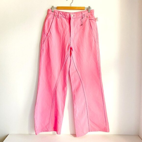 NWT ZARA Pink Super Wide Leg High Waist Jeans 8 - Picture 4 of 8